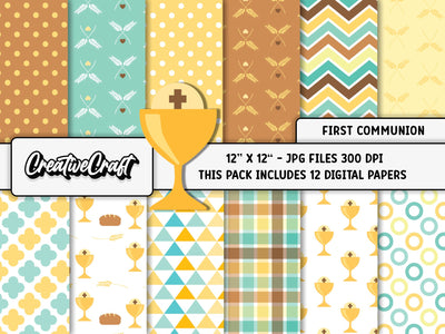 First Communion Digital Papers, baptism digital papers, backgrounds designs, scrapbook Digital Pattern CreativeCraftShop 