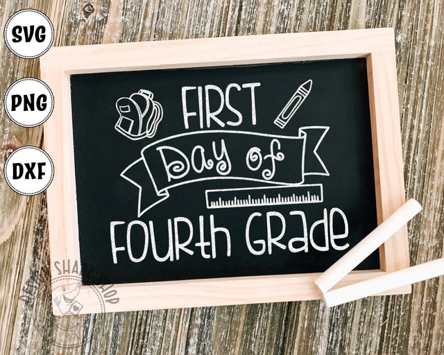 First Day of Fourth Grade Typography Design SVG,DXF,PNG SVG Design Shark 