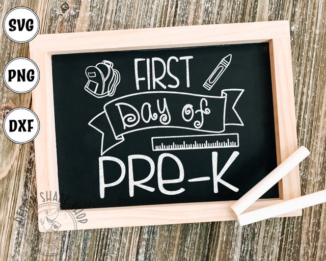First Day of Pre-K Typography Design SVG,DXF,PNG SVG Design Shark 