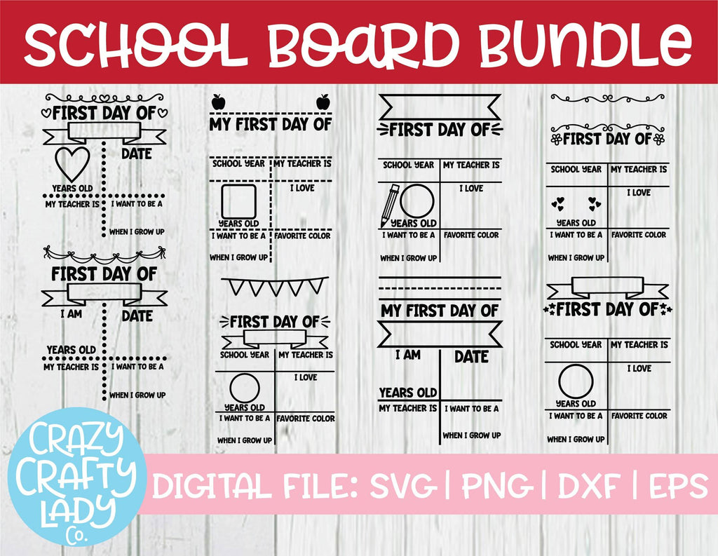 First Day of School Board | School Sign SVG Cut File Bundle - So Fontsy