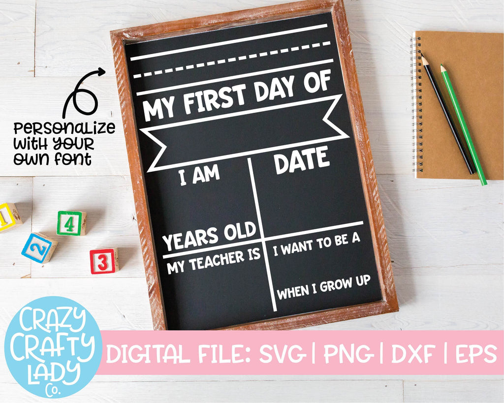 First Day of School Board | School Sign SVG Cut File Bundle - So Fontsy
