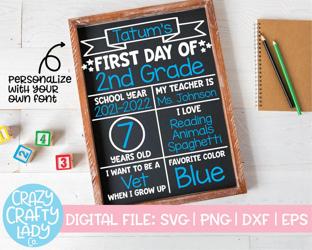 First Day of School Board | School Sign SVG Cut File SVG Crazy Crafty Lady Co. 