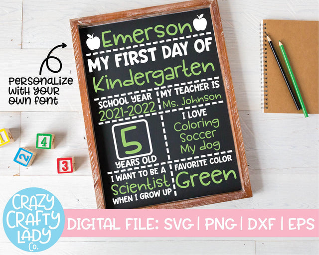 First Day of School Board | School Sign SVG Cut File SVG Crazy Crafty Lady Co. 