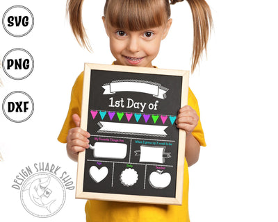 First Day of School Pink SVG Design Shark 