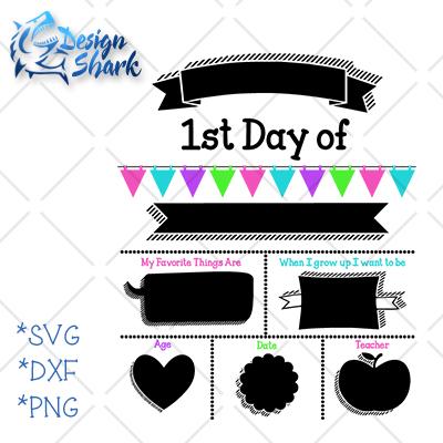 First Day of School Pink SVG Design Shark 