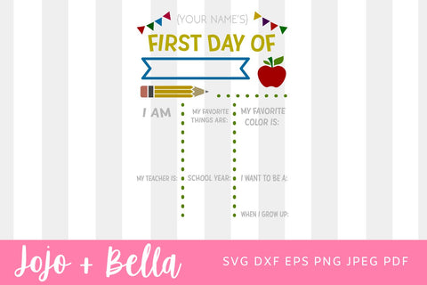 First day of school sign SVG, Back to school svg, teacher svg, first day of school, kindergarten svg, school svg cut files, SVG Files SVG Jojo&Bella 
