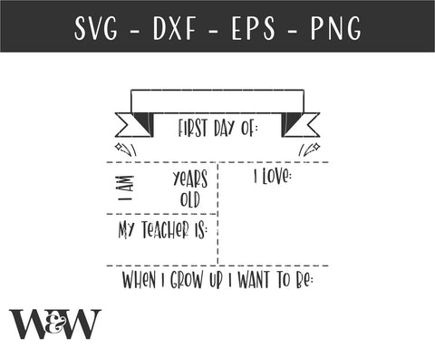 First Day Of School Stats SVG | Back To School Sign SVG SVG Wood And Walt 