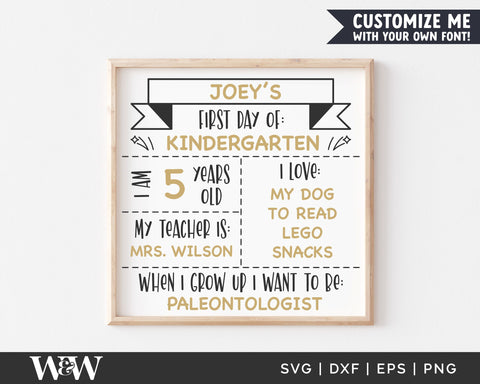 First Day Of School Stats SVG | Back To School Sign SVG SVG Wood And Walt 