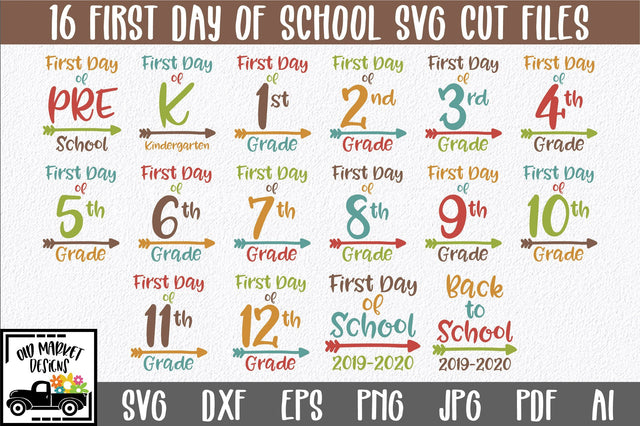 First Day of School SVG Cut File Bundle SVG Old Market 