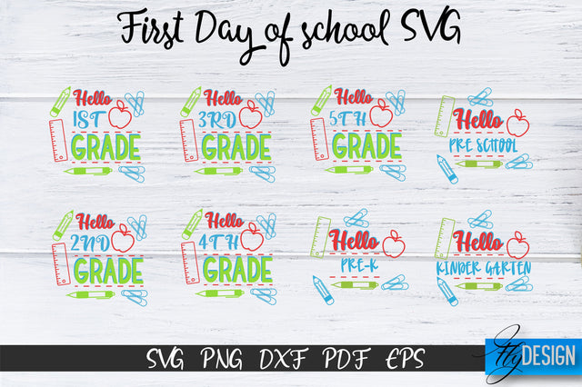 First Day of School SVG. Teacher SVG. Hello Kindergarten SVG SVG Fly Design 