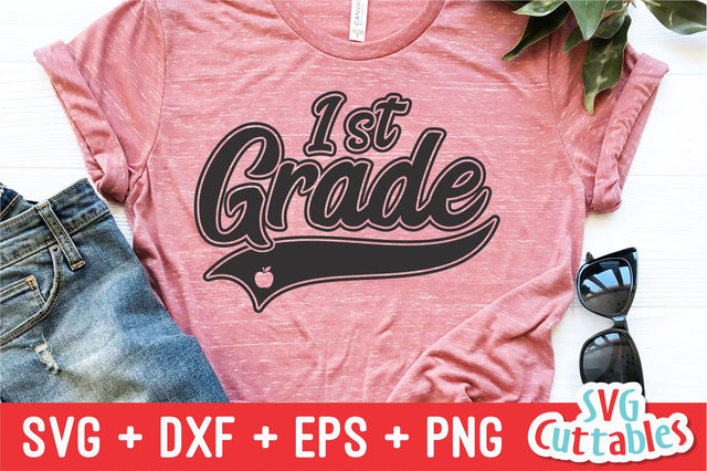 First Grade svg - 1st Grade Cut File - Teacher - Swoosh - svg - dxf - eps - png - Cut File - Silhouette - Cricut - Digital Download SVG Svg Cuttables 