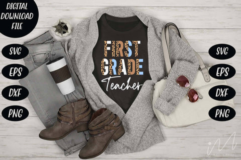 First grade teacher png, teacher t shirt cut file. SVG Isabella Machell 