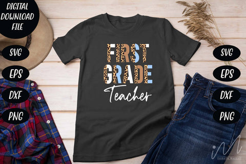 First grade teacher png, teacher t shirt cut file. SVG Isabella Machell 
