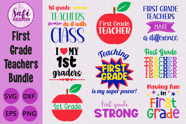 First Grade Teachers Cut File Bundle SVG Safi Design 
