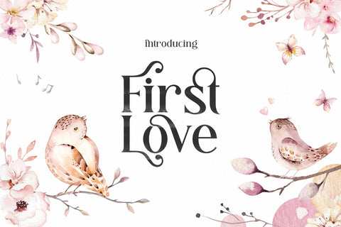 First Love Font (Swash Font, Pretty Font, Love Font) Font Jupiter Studio Fonts 