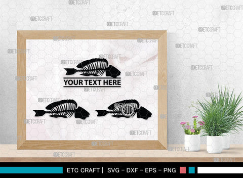 Fish Bone Monogram, Fish Bone Silhouette, Fish Bone SVG, Fish Skeleton Svg, Fish Skull Svg, Bone Fish Svg, SB00264 SVG ETC Craft 