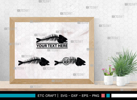 Fish Bone Monogram, Fish Bone Silhouette, Fish Bone SVG, Fish Skeleton Svg, Fish Skull Svg, Bone Fish Svg, SB00264 SVG ETC Craft 
