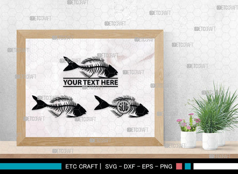 Fish Bone Monogram, Fish Bone Silhouette, Fish Bone SVG, Fish Skeleton Svg, Fish Skull Svg, Bone Fish Svg, SB00264 SVG ETC Craft 