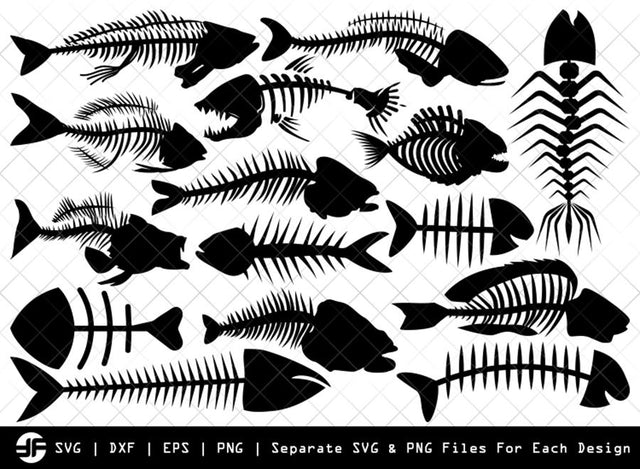 Fish Bone SVG | Fish SVG | Silhouette Bundle | SVG Cut File SVG ETC Craft 