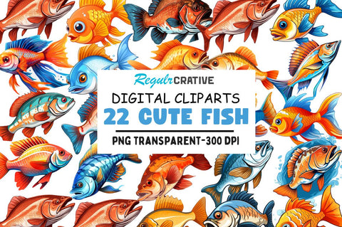 Fish Clipart Bundle Sublimation Regulrcrative 