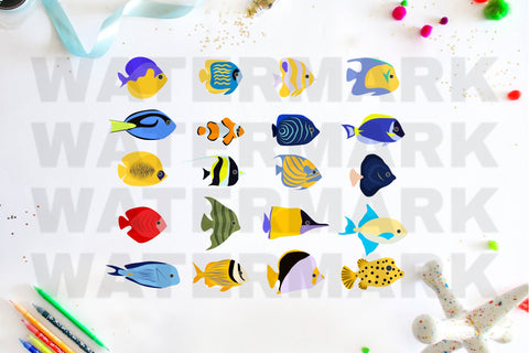 Fish Clipart Set, Tropical Fishes Images Bundle SVG Digital Good Things 