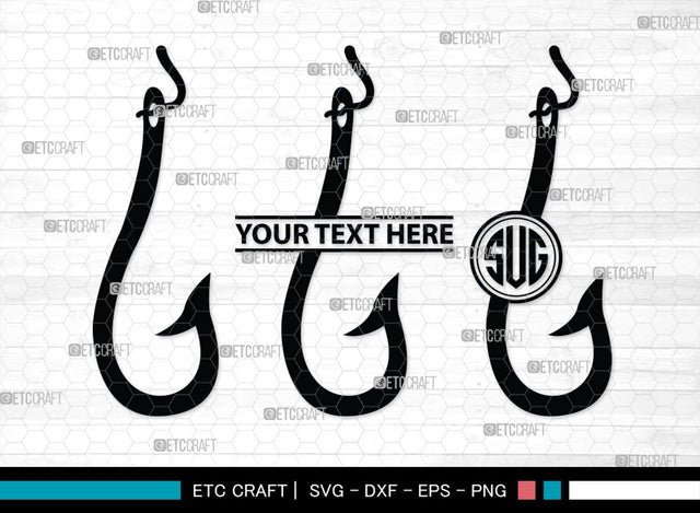 Fish Hook Monogram, Fish Hook Silhouette, Fish Hook SVG, Fishing Hook Svg, Crossed Fishing Hooks Svg, Circle Monogram Svg, Hook Svg, SB00473 SVG ETC Craft 
