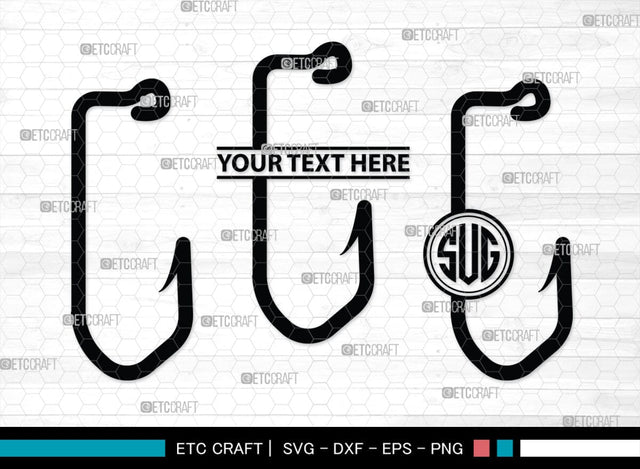 Fish Hook Monogram, Fish Hook Silhouette, Fish Hook SVG, Fishing Hook Svg, Crossed Fishing Hooks Svg, Circle Monogram Svg, Hook Svg, SB00473 SVG ETC Craft 