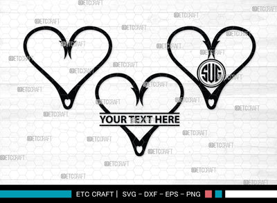 Fish Hook Monogram, Fish Hook Silhouette, Fish Hook SVG, Fishing Hook Svg, Crossed Fishing Hooks Svg, Circle Monogram Svg, Hook Svg, SB00473 SVG ETC Craft 