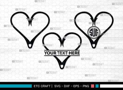 Fish Hook Monogram, Fish Hook Silhouette, Fish Hook SVG, Fishing Hook Svg, Crossed Fishing Hooks Svg, Circle Monogram Svg, Hook Svg, SB00473 SVG ETC Craft 