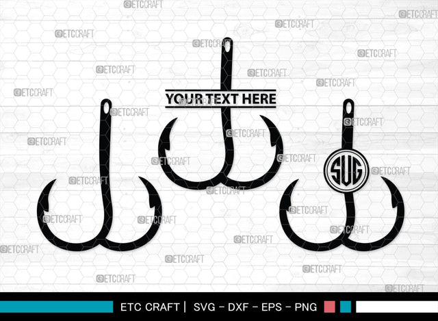 Fish Hook Monogram, Fish Hook Silhouette, Fish Hook SVG, Fishing Hook Svg, Crossed Fishing Hooks Svg, Circle Monogram Svg, Hook Svg, SB00473 SVG ETC Craft 