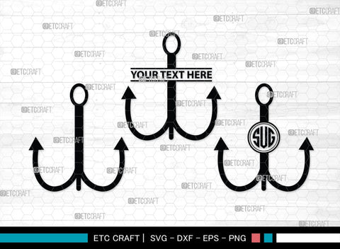 Fish Hook Monogram, Fish Hook Silhouette, Fish Hook SVG, Fishing Hook Svg, Crossed Fishing Hooks Svg, Circle Monogram Svg, Hook Svg, SB00473 SVG ETC Craft 