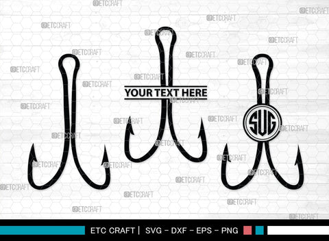 Fish Hook Monogram, Fish Hook Silhouette, Fish Hook SVG, Fishing Hook Svg, Crossed Fishing Hooks Svg, Circle Monogram Svg, Hook Svg, SB00473 SVG ETC Craft 