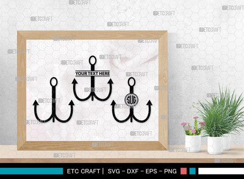 Fish Hook Monogram, Fish Hook Silhouette, Fish Hook SVG, Fishing Hook Svg, Crossed Fishing Hooks Svg, Circle Monogram Svg, Hook Svg, SB00473 SVG ETC Craft 