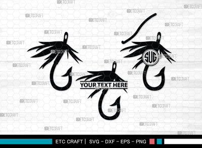 Fish Hook Monogram, Fish Hook Silhouette, Fish Hook SVG, Fishing Hook Svg, Crossed Fishing Hooks Svg, Circle Monogram Svg, Hook Svg, SB00473 SVG ETC Craft 