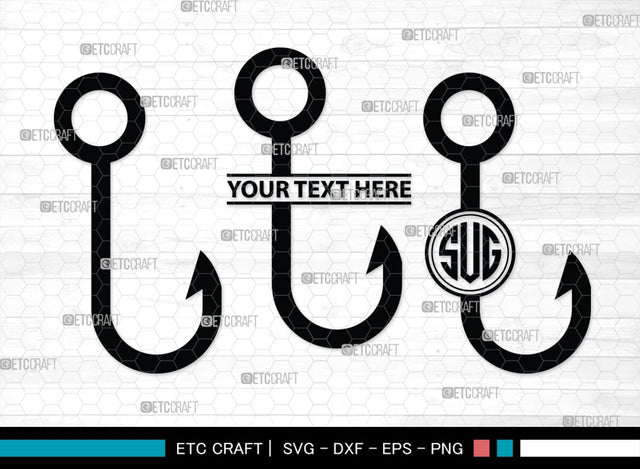 Fish Hook Monogram, Fish Hook Silhouette, Fish Hook SVG, Fishing Hook Svg, Crossed Fishing Hooks Svg, Circle Monogram Svg, Hook Svg, SB00473 SVG ETC Craft 