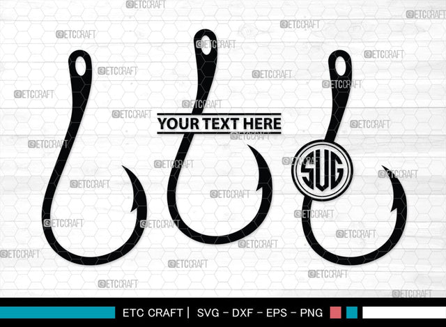Fish Hook Monogram, Fish Hook Silhouette, Fish Hook SVG, Fishing Hook Svg, Crossed Fishing Hooks Svg, Circle Monogram Svg, Hook Svg, SB00473 SVG ETC Craft 