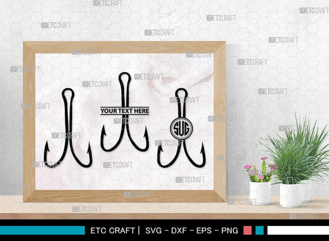 Fish Hook Monogram, Fish Hook Silhouette, Fish Hook SVG, Fishing Hook Svg, Crossed Fishing Hooks Svg, Circle Monogram Svg, Hook Svg, SB00473 SVG ETC Craft 