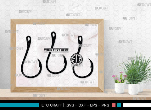 Fish Hook Monogram, Fish Hook Silhouette, Fish Hook SVG, Fishing Hook Svg, Crossed Fishing Hooks Svg, Circle Monogram Svg, Hook Svg, SB00473 SVG ETC Craft 