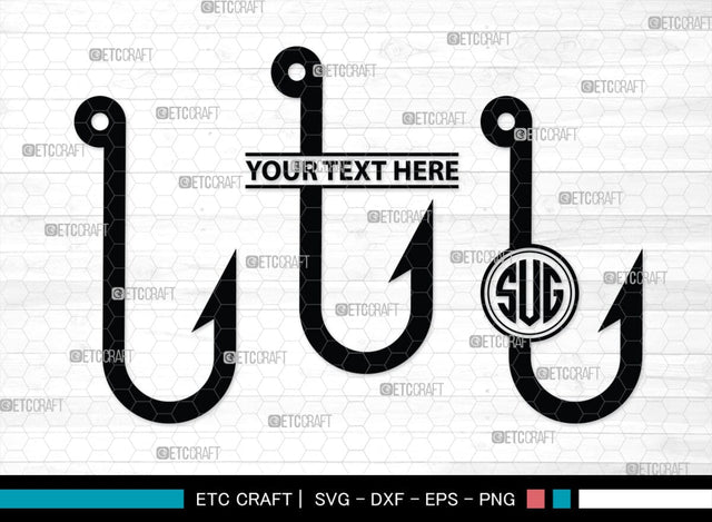 Fish Hook Monogram, Fish Hook Silhouette, Fish Hook SVG, Fishing Hook Svg, Crossed Fishing Hooks Svg, Circle Monogram Svg, Hook Svg, SB00473 SVG ETC Craft 