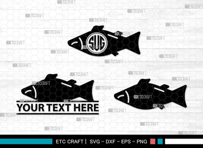 Fish Icons Monogram, Fish Svg, Dolly Fish Svg, Fishes, Scrapbook Fish, Fish Monogram, Icon Monogram, Svg Cut File, Dxf, Eps, Png, SVG ETC Craft 