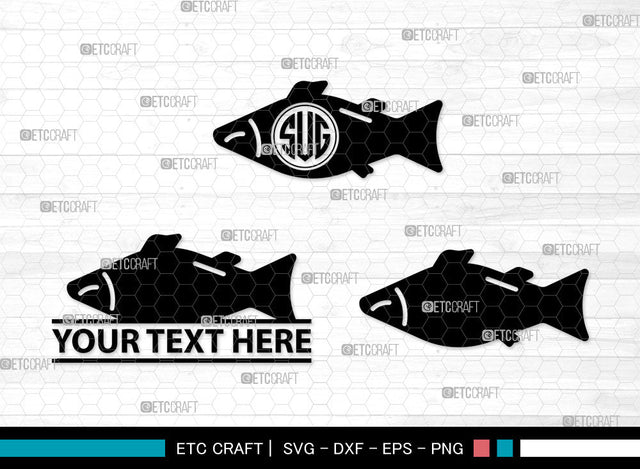 Fish Icons Monogram, Fish Svg, Dolly Fish Svg, Fishes, Scrapbook Fish, Fish Monogram, Icon Monogram, Svg Cut File, Dxf, Eps, Png, SVG ETC Craft 
