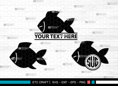 Fish Icons Monogram, Fish Svg, Dolly Fish Svg, Fishes, Scrapbook Fish, Fish Monogram, Icon Monogram, Svg Cut File, Dxf, Eps, Png, SVG ETC Craft 