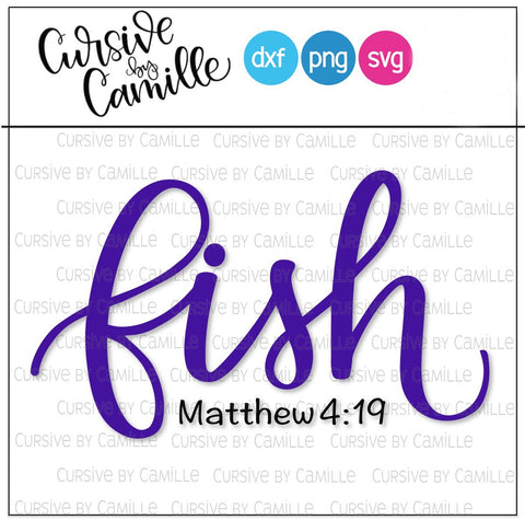 Fish Matthew 4:19 Hand Lettered SVG Cut File SVG Cursive by Camille 