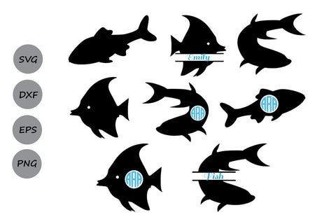 Fish Monogram| Sea Animals SVG Cut Files SVG CosmosFineArt 