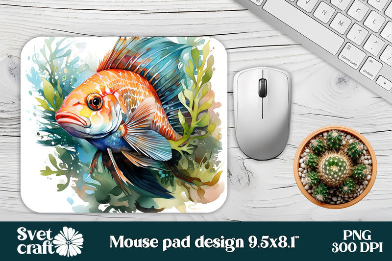Fish mouse pad sublimation | Tropical mousepad Sublimation Svetana Studio 