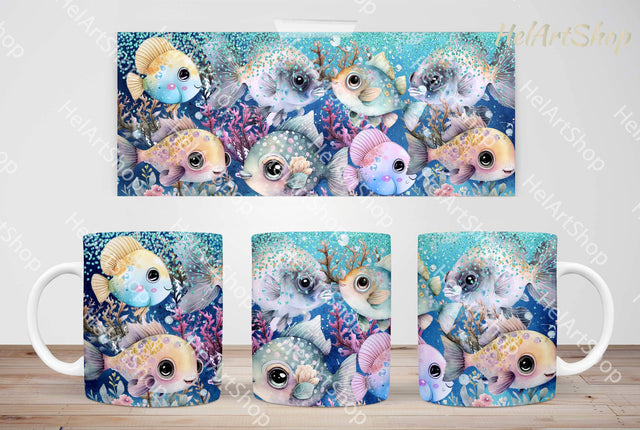 Fish Mug Png, Ocean 11Oz Mug Sublimation Sublimation _HelArtShop_ 