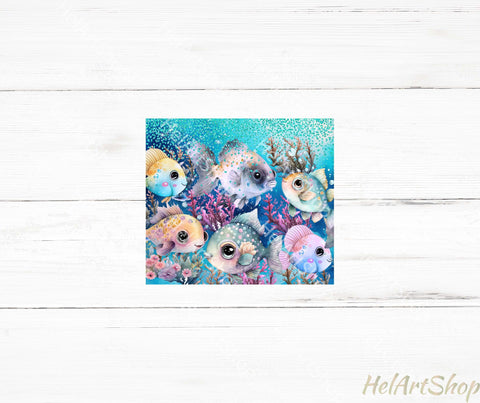 Fish SKINNY TUMBLER Png, Cute Ocean Sublimation Png Sublimation _HelArtShop_ 