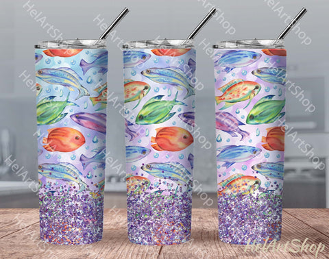 Fish SKINNY TUMBLER Png, Ocean Sublimation Png Sublimation _HelArtShop_ 
