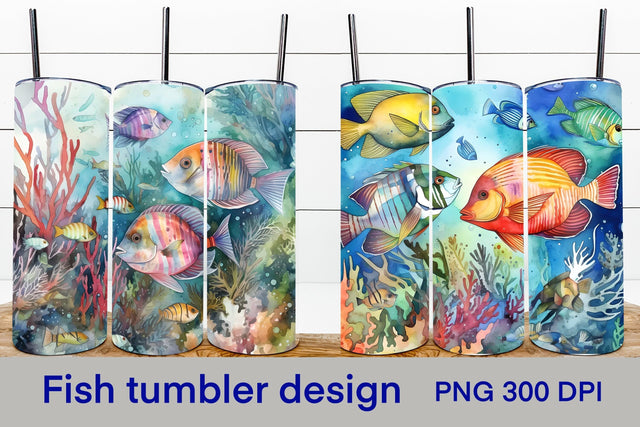 Fish tumbler sublimation | Fish tumbler wrap Sublimation Svetana Studio 