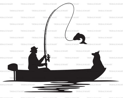 Fisherman caught a fish SVG TribaliumArtSF 